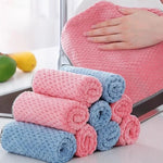 serviette cuisine microfibre absorbante rose bleu nettoyage vaisselle ménager douce pratique lot