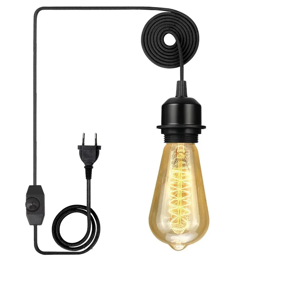 ampoule led e27 interrupteur rotatif câble noir prise eu 4.5m industriel ajustable