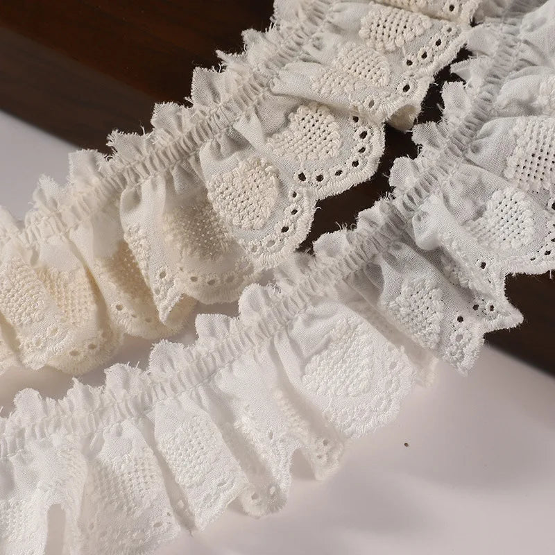 ruban dentelle coton motif coeur vintage romantique couture bricolage décoration textile fait main