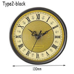 horloges murales classiques quartz blanc doré bronze números romains cadran lignes noires decoration florale