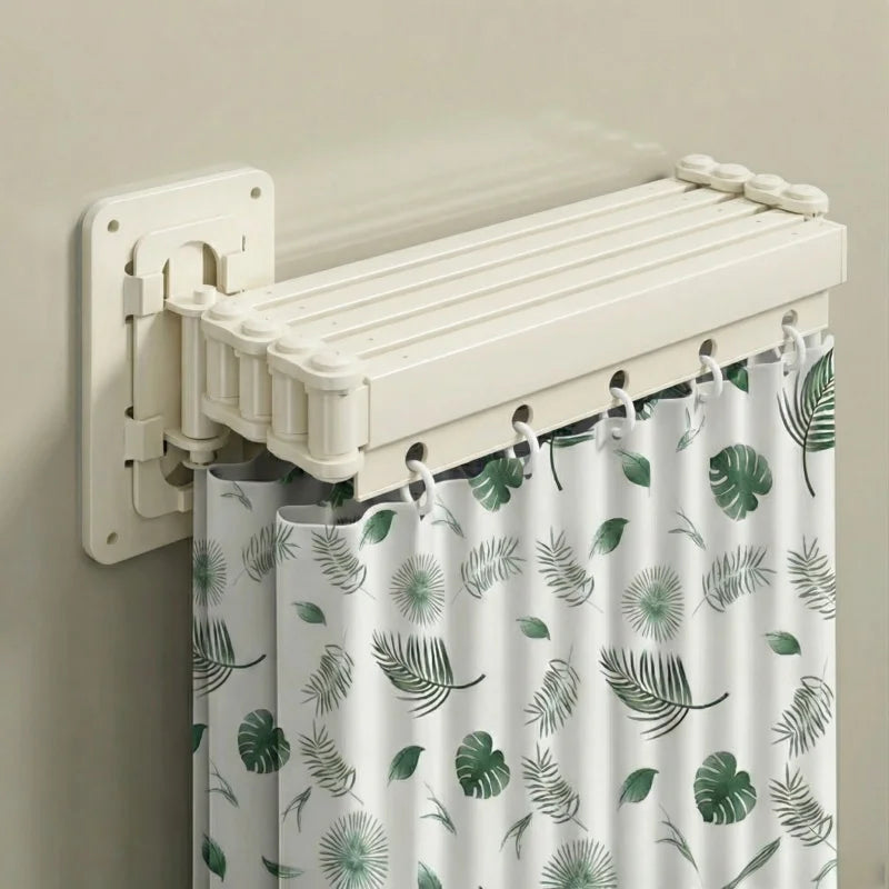 rideau douche pliable motif feuilles tropicales moderne opaque salle bain pliage sans cadre minimaliste