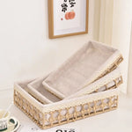 paniers rangement rustique tissu motif géométrique beige gris marron opacité crocheté multifonctionnels