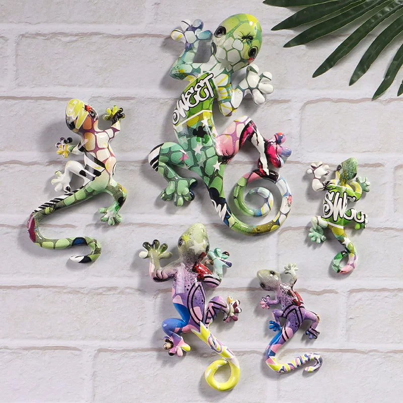 sculpture multicolore mosaïque art contemporain lézard opacité ornement intérieur résine