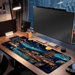 tapis souris noir illustration pagodes japonaises nuit caoutchouc antiderapant jeu numérique