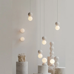suspension lumineuse moderne minimaliste pierre verre blanc gris texturée 90 260V