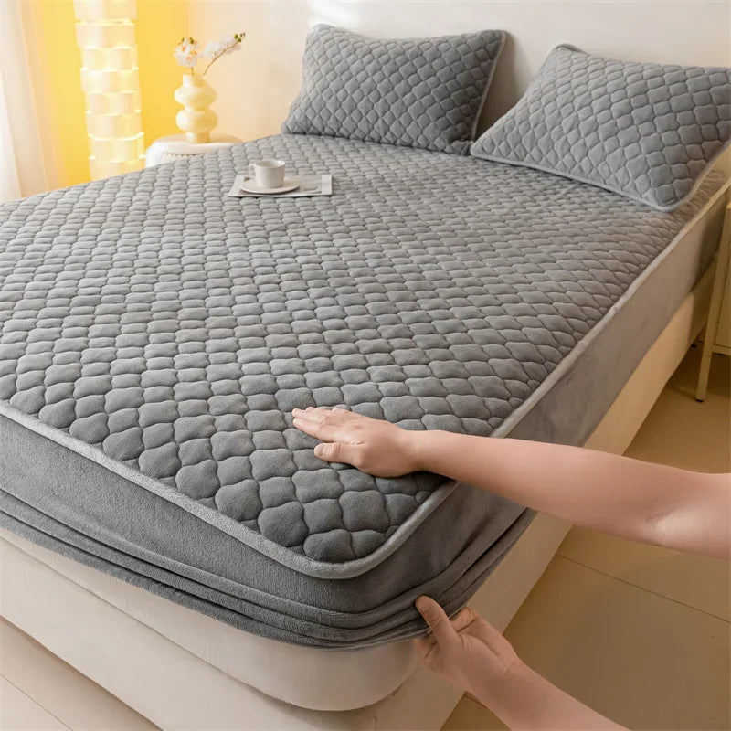 housse matelas épaisse polaire antiacariens matelassée orange foncé texture pointillés moderne douce 30cm haute