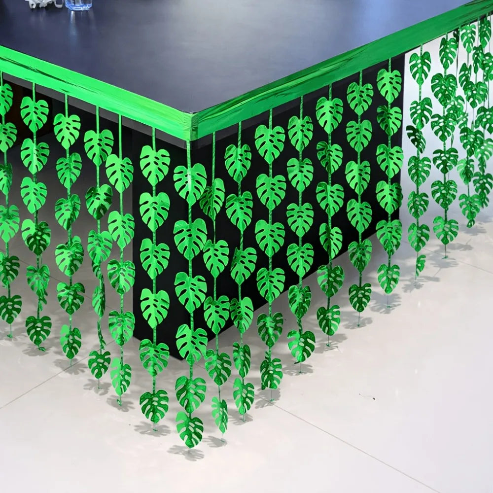 décoration murale feuilles monstera vert noir tropical hawaïen éclairage variable adhésif double face guirlandes