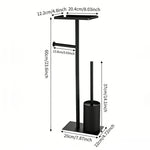 support toilette moderne noir acier inoxydable plaque carrée rouleaux papier toilette brosse wc plateau