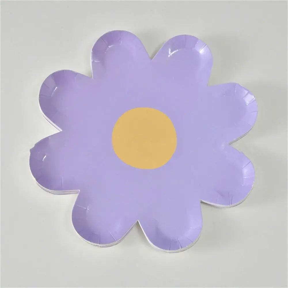 assiettes jetables fleurs dorées blanc vert jaune rose violet moderne fête enfants