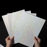feuilles holographiques décoratives argentées cœurs étoiles motifs brillants moderne scintillant