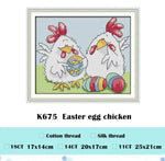 broderie point croix animaux vaches poules dessin fil coton instructions toile imprimée travaux aiguille