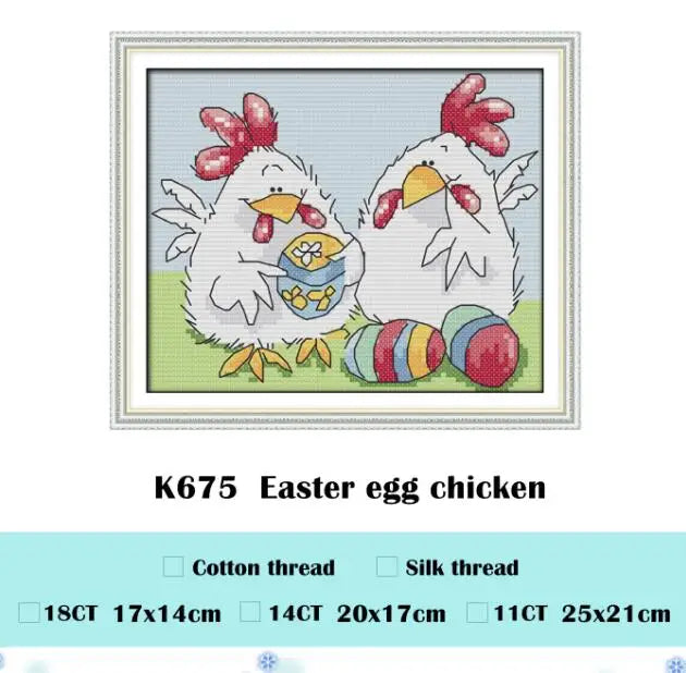 broderie point croix animaux vaches poules dessin fil coton instructions toile imprimée travaux aiguille