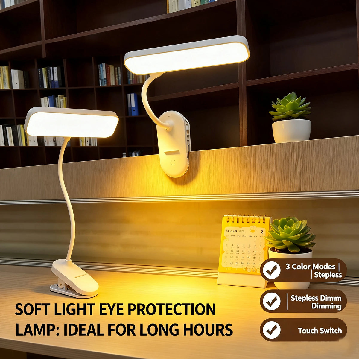 lampe moderne rechargeable led blanc clipser étudiant chambre dormir étude USB