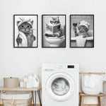 affiche moderne toile imprimée chats humoristiques salle bains toilettes décoration mur sans cadre