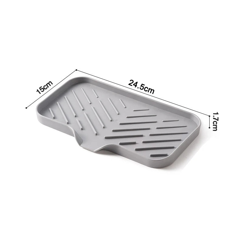 rangement silicone évier moderne éponge savon flacons minimaliste multifonction pliable gris texturé