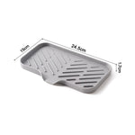 rangement silicone évier moderne éponge savon flacons minimaliste multifonction pliable gris texturé
