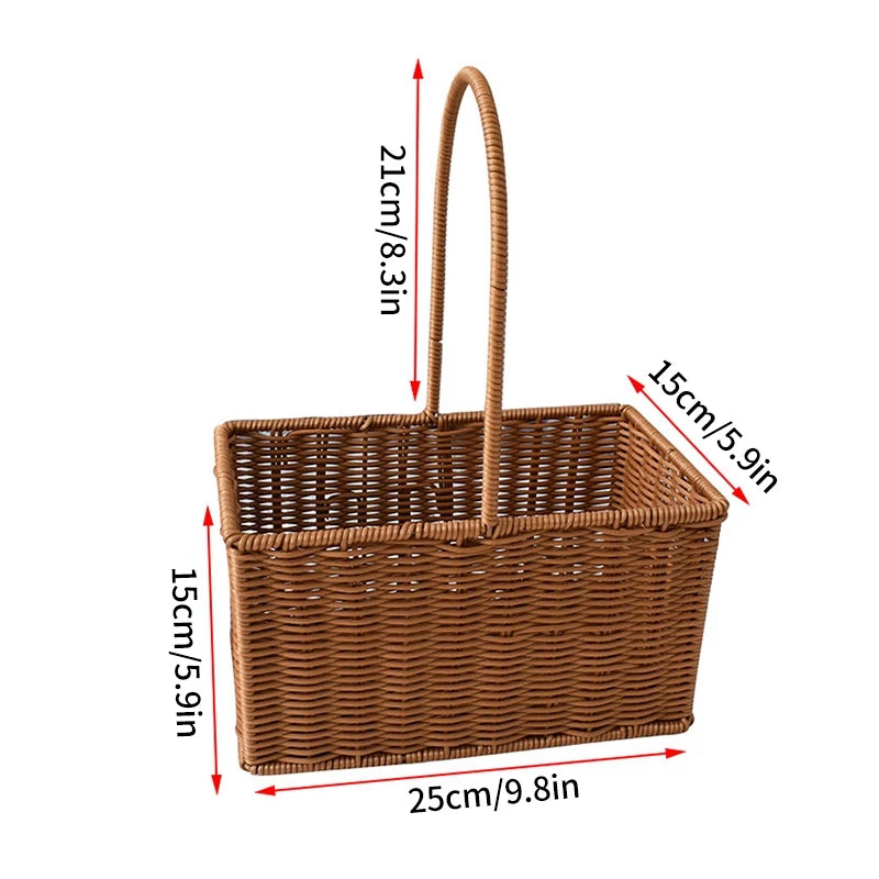 panier tressé marron clair réutilisable multiple uses fleurs artificielles anneaux métalliques traditionnel rangement maison