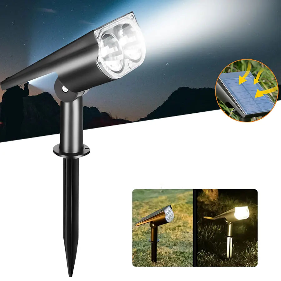 projecteur solaire extérieur led noir moderne étanche ip65 tringle included
