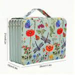 boîte crayons fleurs papillons zips 200 trous tissu polyestère moderne bleu vertclair
