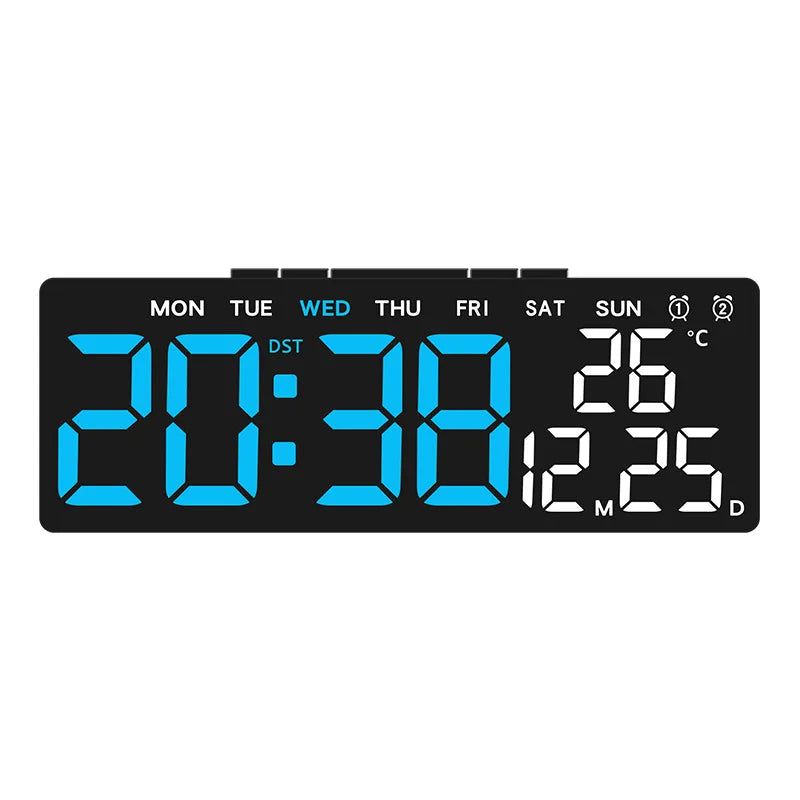 Horloge numérique LED affichage temps jour date température noir blanc vert bleu.orange moderne