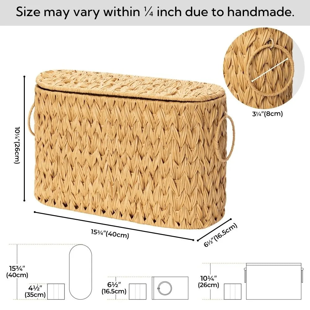 panier rangement osier tressé rustique naturel artisanal 40cm 26,5cm poignées six rouleaux papier toilette