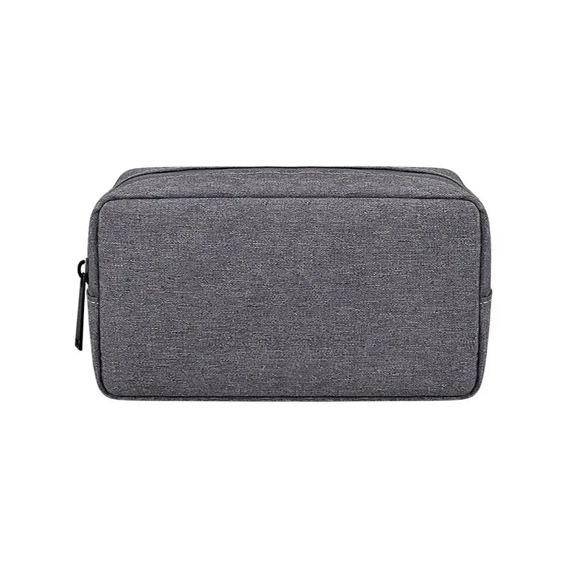 Sac main moderne toile gris clair zip compartiments internes taille 16 23 cm