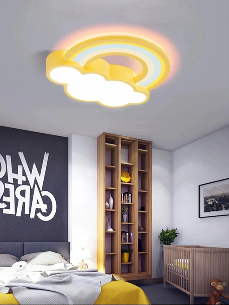 lampe nuages arc ciel enfants moderne rose bleu blanc