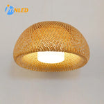 Suspension lumineuse tissage bambou moderne naturel doré salon chambre