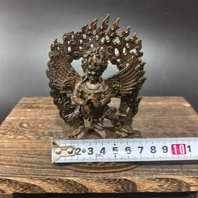 statue tibétaine bronze bouddhiste décoration maison 10cm hauteurs motifs floraux detalles artisanat
