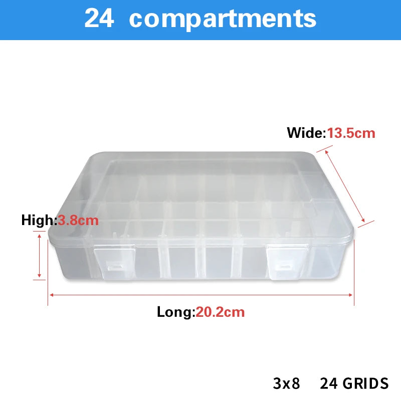 boîte rangement transparente plastique réutilisable moderne 10 12 15 24 cases poignée organisateur articles