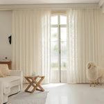 rideau semi transparent broderie florale classique romantique blanc crème chambre coucher decoration salon