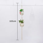 support plante suspendue macramé boho rotin blanc sculpté main decoration maison balcon jardin anneau
