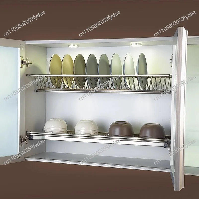 égouttoir cuisine étagère argentée filetée moderne vis assiettes bols tasses soucoupes