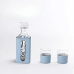 carafe verre couvercle verres whisky porte verres pince glace bleu clair marron élégant classic