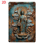 statue bouddha aluminium relief sculpté gris brun beige décoration murale intérieur extérieur (Seulement 14