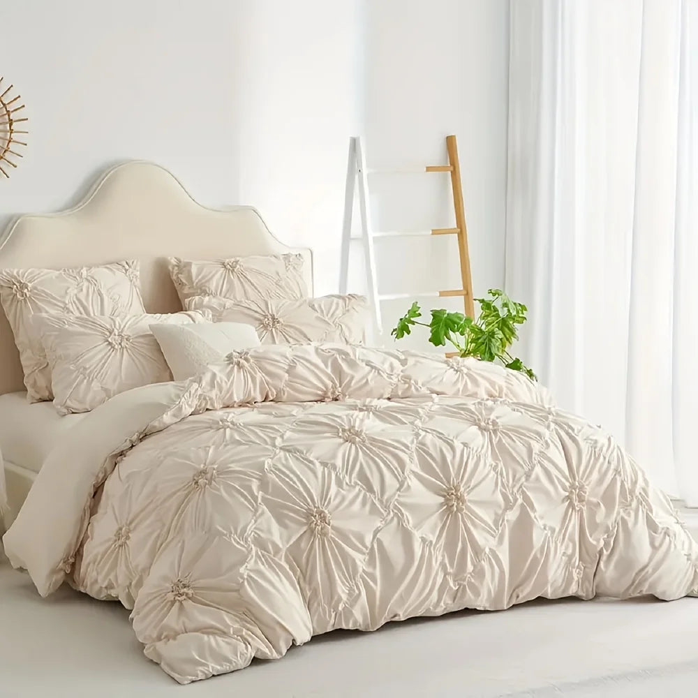 ensemble literie beige clair texture plissée moderne élégant fermeture glissière twin size pcs us