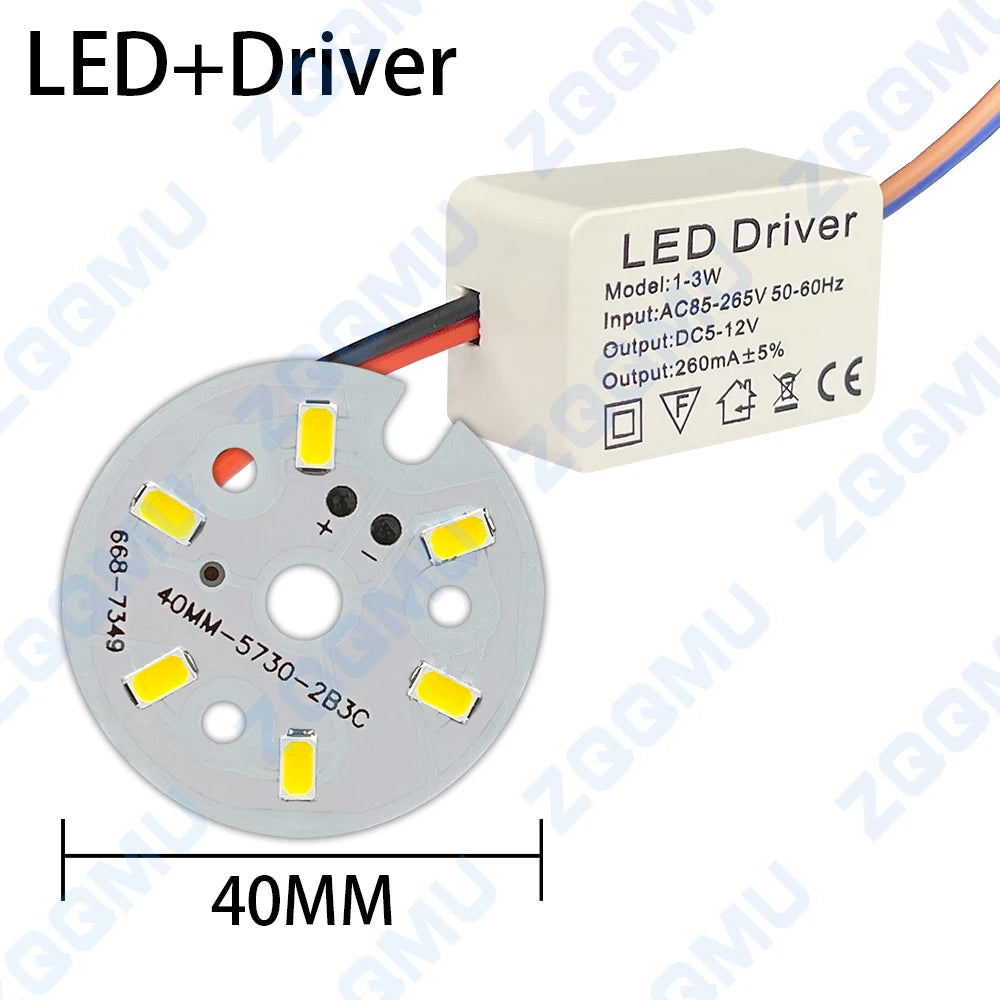 ampoule assemblez soi même led driver plaque 3w blanc neutre 32mm 40mm ac85265v