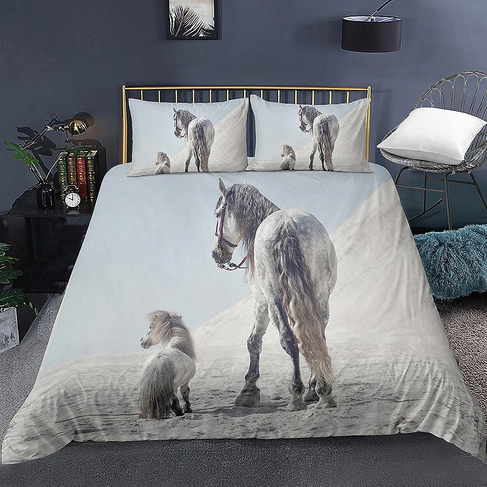 Literie cheval personnalisable avec taie d'oreiller