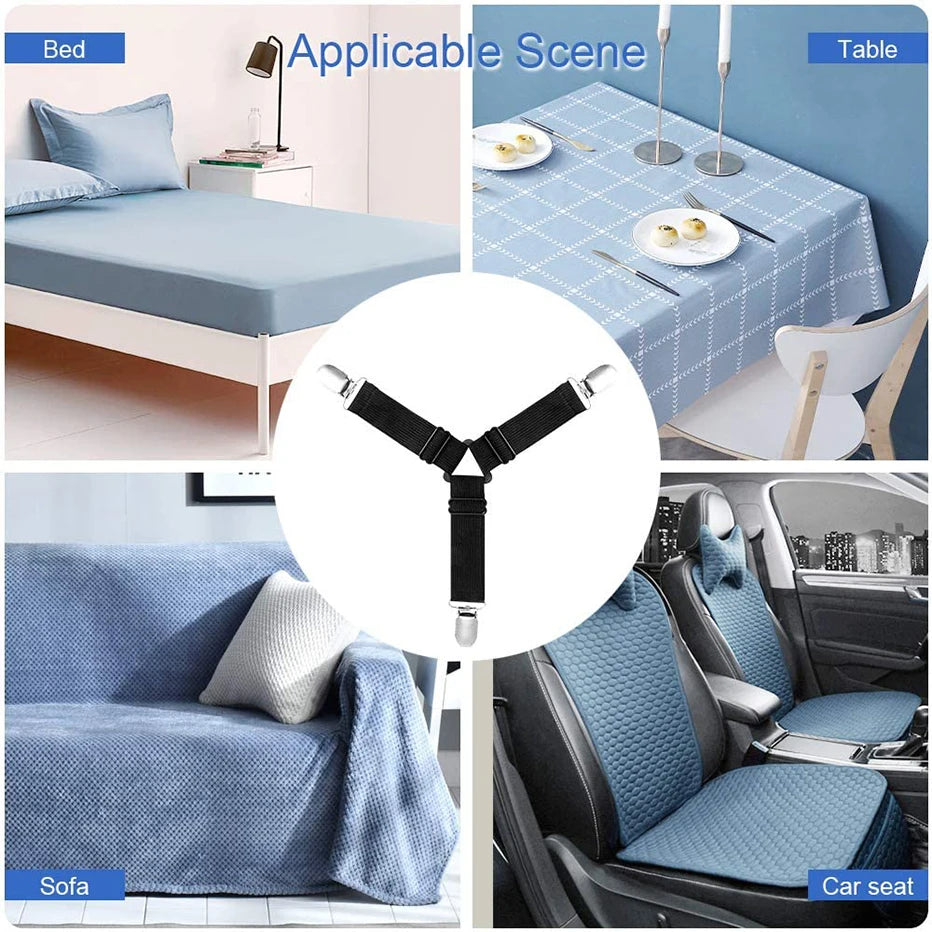 attache élastique lit clips métalliques tissu uni polyester coton moderne bleu noir blanc qualité
