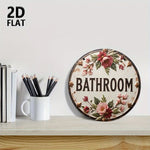 plaque décorative bois fleurs roses feuilles vertes vintage cordelette fixations salle bain chambre