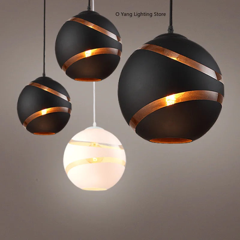 Suspension lumineuse moderne rayures cuivre noir ampoule câble chambre étude hallhôtel