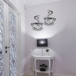 autocollant mural moderne tasse coeur fumée stylisée noir minimaliste adhésif