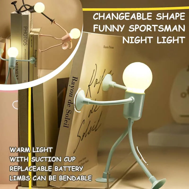 lampe table portable led personnage articulé bleu noir moderne suction cup chambre enfant