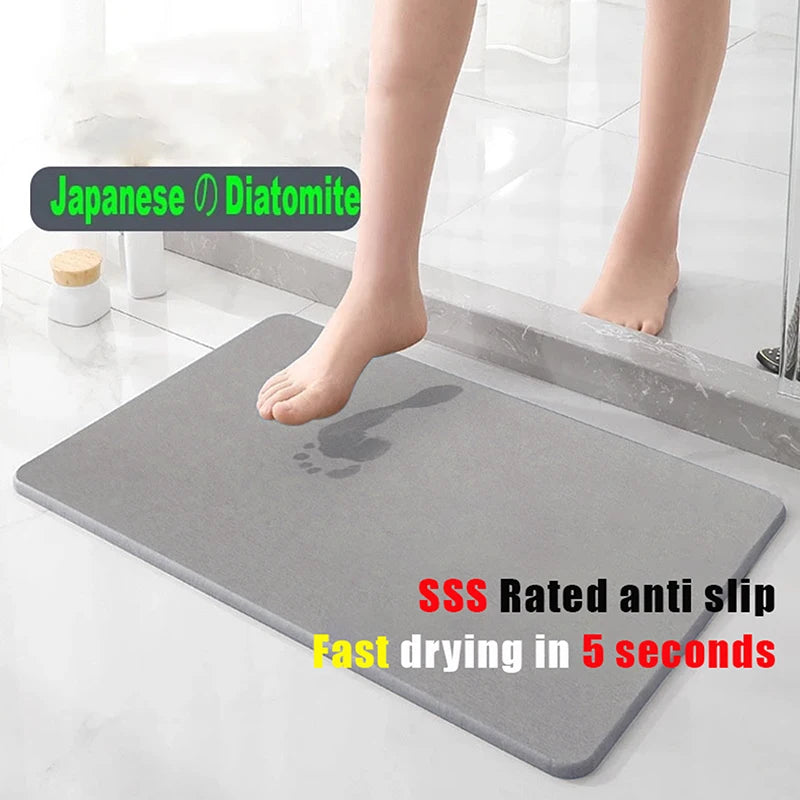 tapis sol gris moderne imprimé pieds antidérapant absorbant séchage rapide PVC