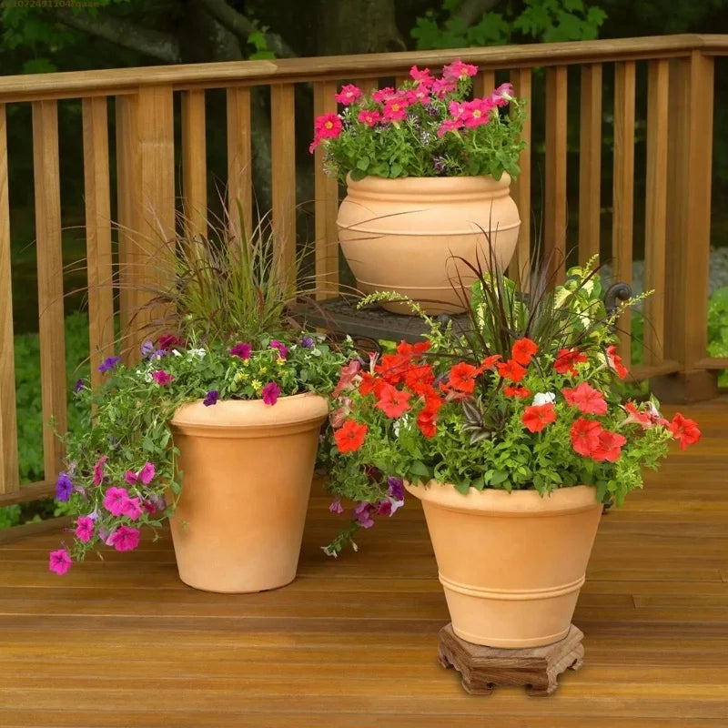 supports bois octogonaux multi niveaux pots fleurs terre cuite plante artificielle bonsaï statuette enfant