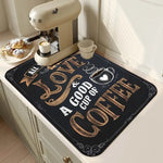 tapis cuisine noir décoratif espresso séchage vaisselle antidérapant absorbant moderne table