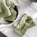 serviettes lin 40x40cm vert olive moderne mariage anniversaire table maison extérieur