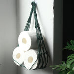 porte rouleaux papier toilette suspendu cordelettes decoratives filet tresse boheme rustique artisanal