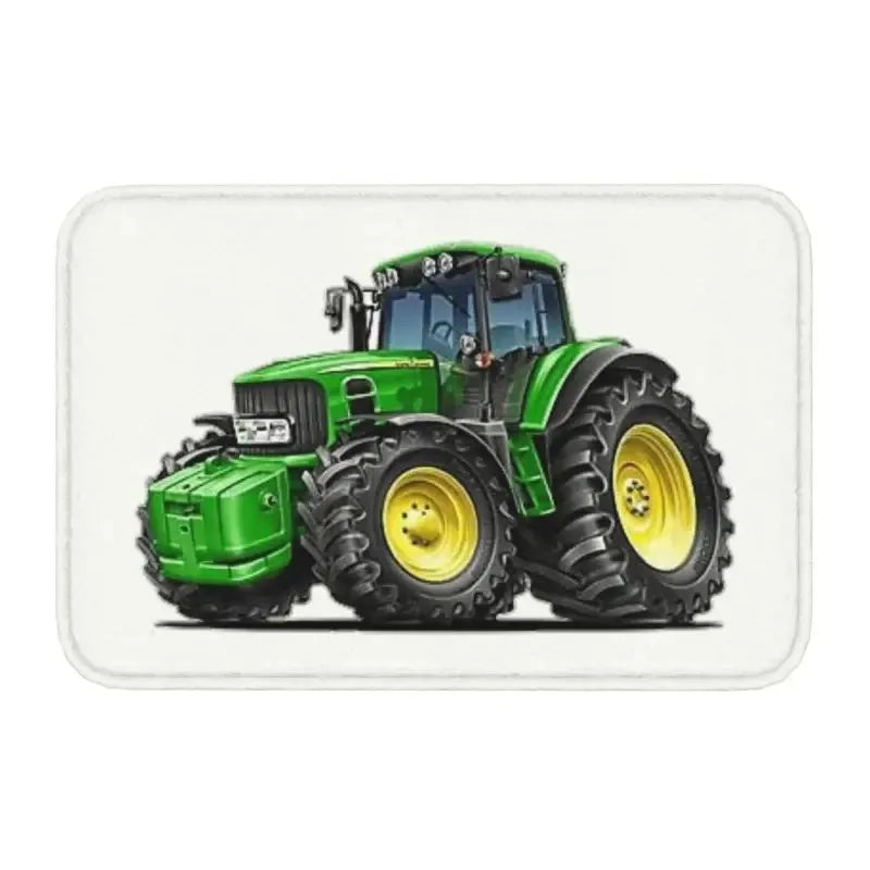 tapis sol entrée décoratif tracteur agricole fleurs welcome moderne antidérapant polyester vert jaune