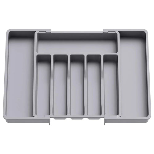 rangement tiroir pliable ustensiles cuisine gris blanc noir moderne pratique adjustable vaisselle
